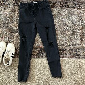 Abercrombie and fitch curve love high rise super skinny ankle jean - black